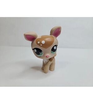 Littlest Pet Shop Authentic # 2486 Tan Brown Deer White Spots Green Eyes